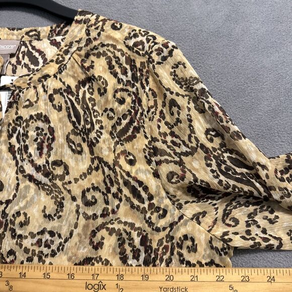 NWT Chico's Paisley Leopard Blouse Popover Top Size 2 (L) Brown Office Career - Picture 8 of 10